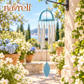 navreli™ Willow Arc 28-Inch Aluminum Wind Chime with Leaf Sail, Hanging Outdoor Decor for Porch, Balcony & Garden