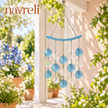 navreli™ Shoreline Cascade 24-Inch Glass Wind Chime, Five-Strand Hanging Suncatcher Decor for Covered Porches