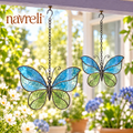 navreli™ Flutter Pair Glass Suncatcher Set of 2, Butterfly Hanging Window Ornaments for Sunrooms & Covered Patios