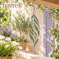 navreli™ Twisting Leaf 24-Inch Hanging Spiral Wind Spinner, Metal Kinetic Porch & Garden Ornament