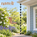 navreli™ Terrace Flute 8.5-Foot Aluminum Cup Rain Chain, 12 Fluted Cups for Porch & Garden Gutter Decor